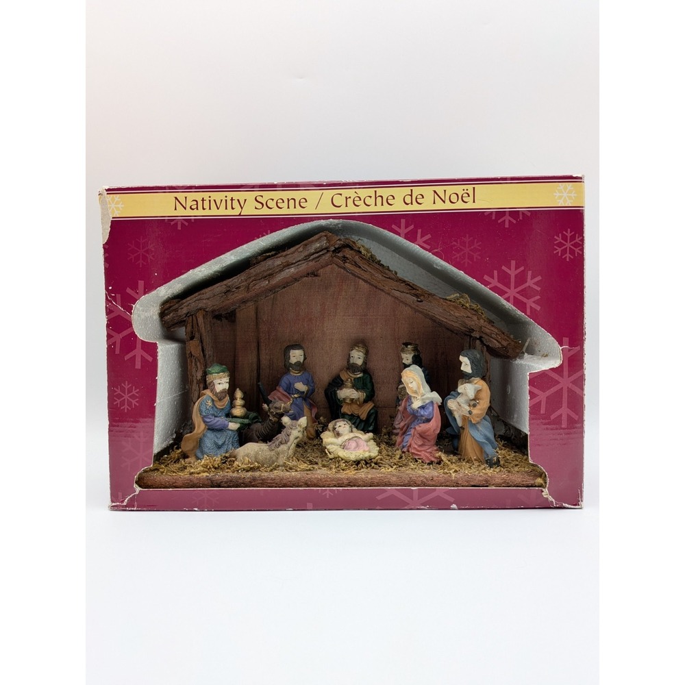 Christmas Nativity Scene Tabletop Wooden Creche Manger Set